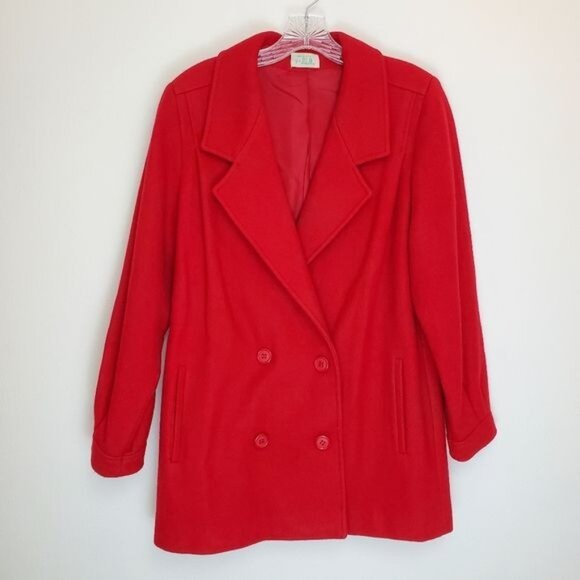 Vintage Jill Jr. double breasted wool coat red - Picture 1 of 13